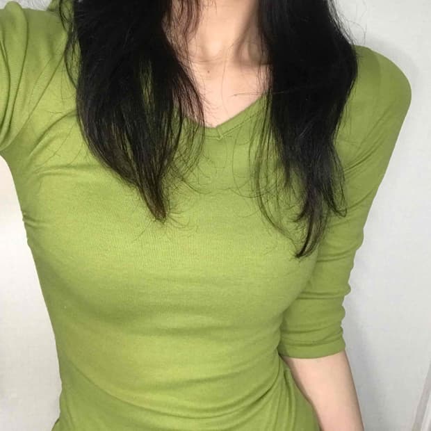 Vintage slim tee olive 빈티지 슬림 7부 티 올리브