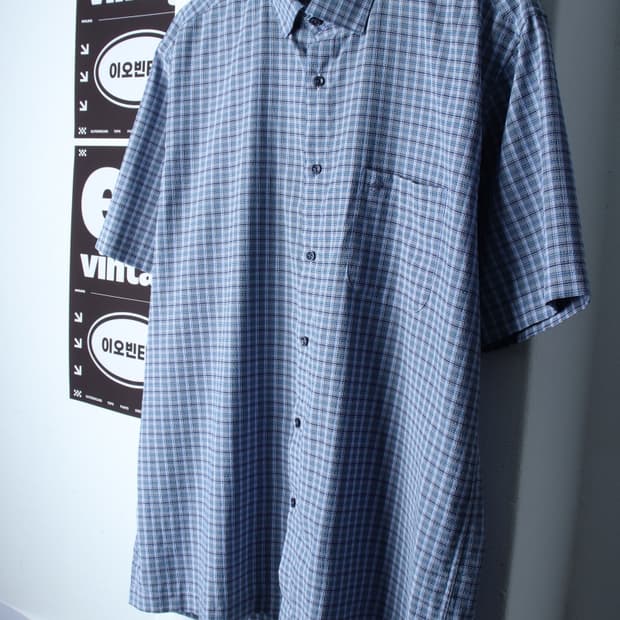 (2XL) 에르본 반팔 카라 티셔츠 셔츠 남방 빅사이즈 체크-H32208