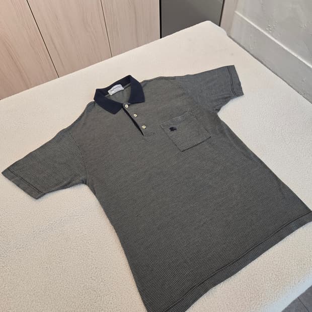 버버리 블랙/네이비 반팔 폴로티(아메카지감성) M