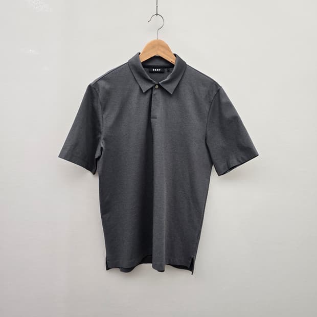[L/105] DKNY 정품 남성 차콜 피케 카라 반팔 티셔츠
