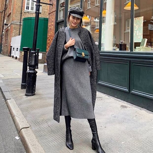 엘보른(ELBORN) 헤링본 울 코쿤코트 55-66 새상품