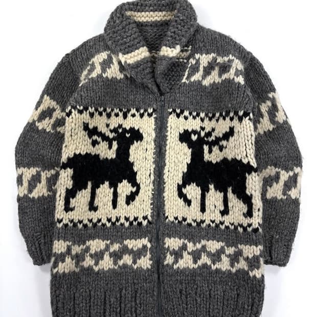 빈티지 노르딕 코위찬 니트 집업