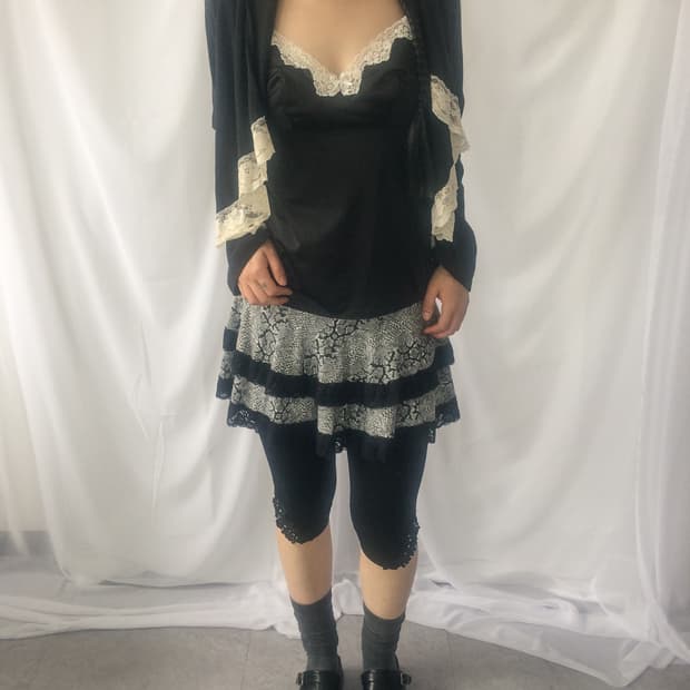 Lace trimming drape open cardigan