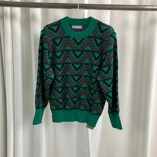 YSL 입생로랑 에스닉 패턴 울 니트 스웨터 M