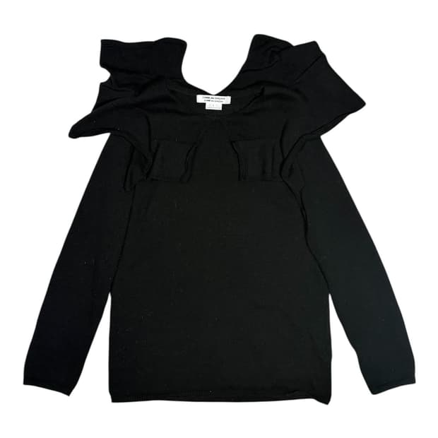 2022 꼼데가르송 어깨 원단 결합 디테일 니트 스웨터 