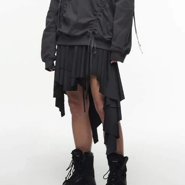 나체 FLOW LAYERED SKIRT CHARCOAL