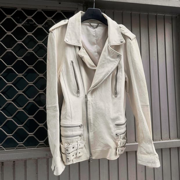 Lambs leather 2way zipper datail jacket