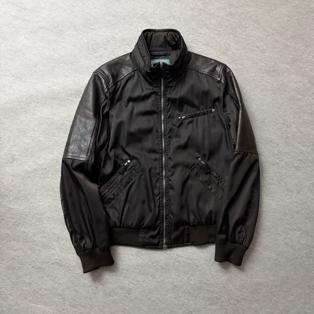 09AW 프라다 레더 블루종 자켓
