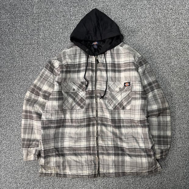 디키즈 체크 패턴 후드 자켓 (2XL)