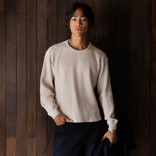 (홍태준)버드노트 와플 크루넥 니트