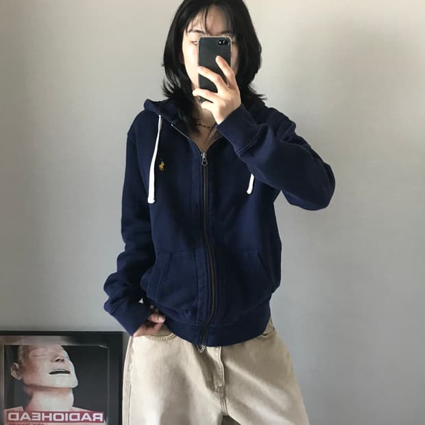 폴로 랄프로렌 포니로고 네이비 써멀 헤비 후드집업