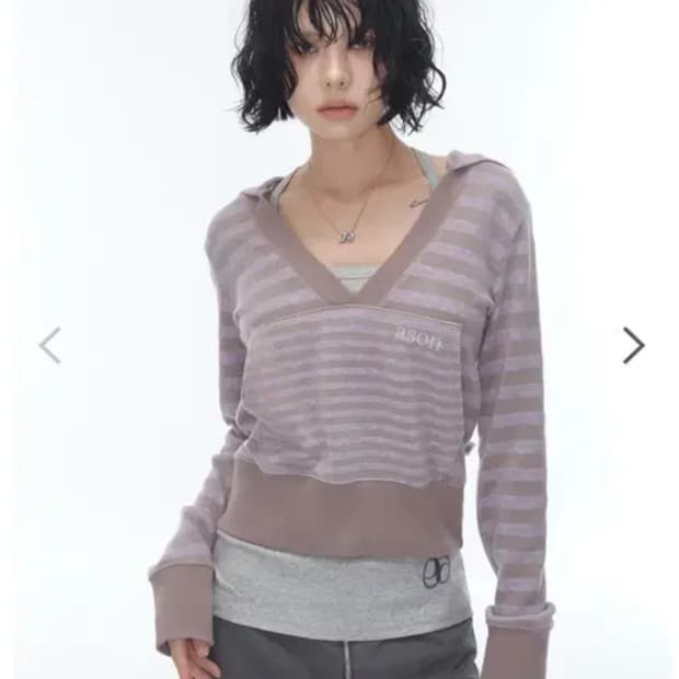 애즈온 릴리 스트라이프 후디 퍼플