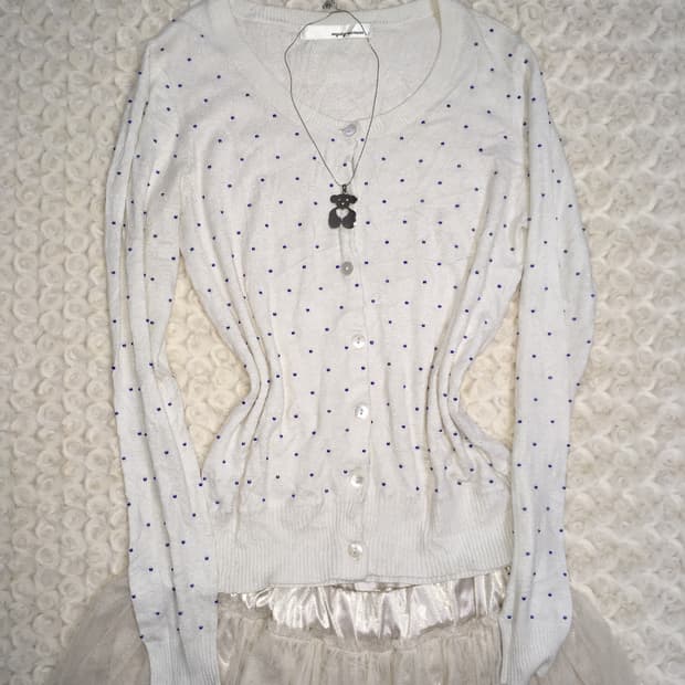 jpn vintage ivory blue beads cardigan
