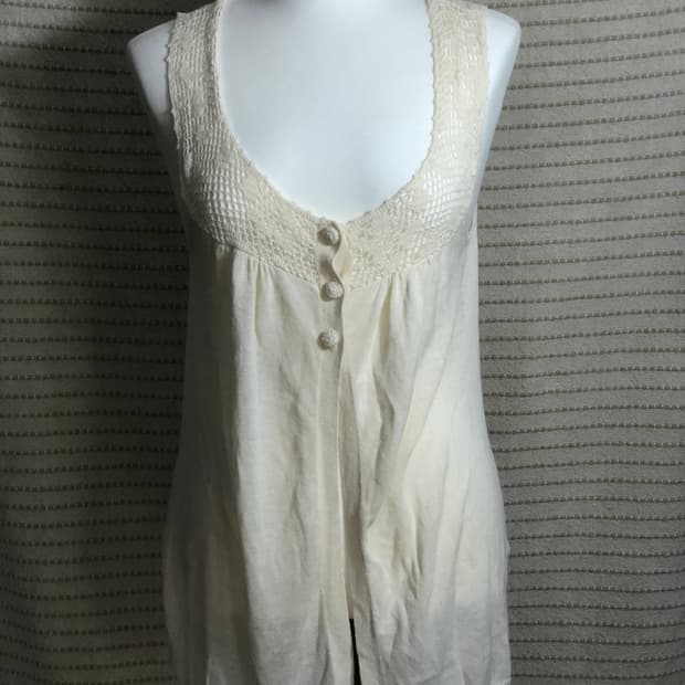 일본 빈티지 아이보리 코튼 모리걸 레이어드 나시