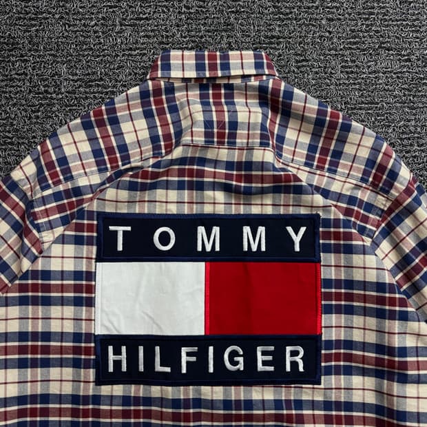 00s 타미힐피거 너드룩 잔체크 박시핏 올드스쿨 셔츠 2558