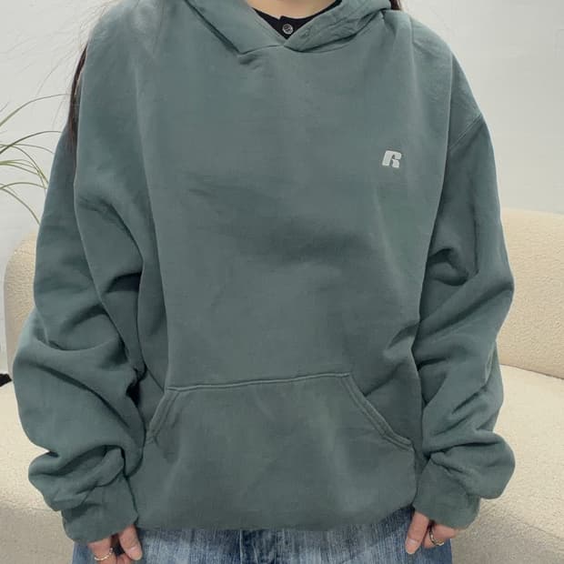 90s RUSSELL 빈티지 그린 루즈핏 후드티