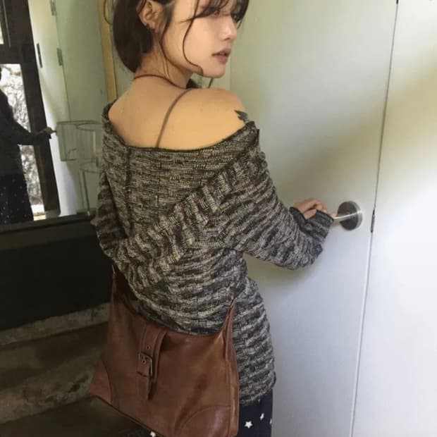 모래하우스 마야 니트 후디 퍼플