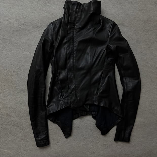 10FW 릭오웬스 하이넥 램스킨 레더자켓