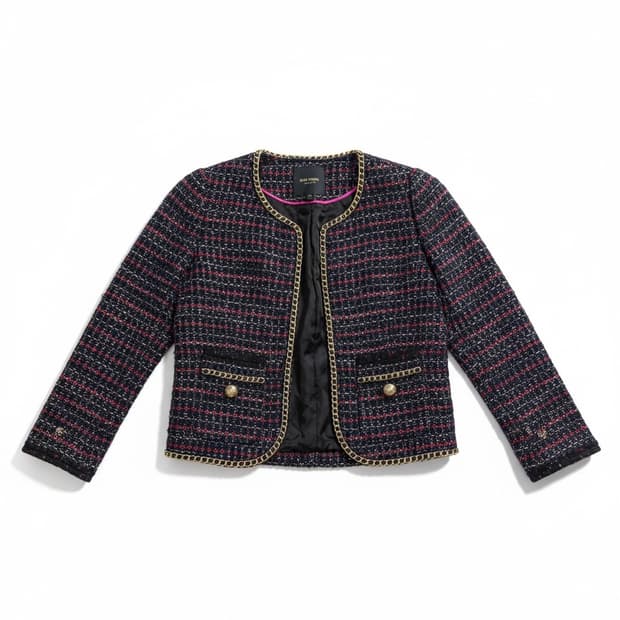 Juicy Couture 네이비 블루 트위드 블레이저 자켓 XS