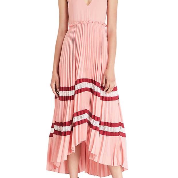 마쥬 핑크 플리츠 롱 원피스