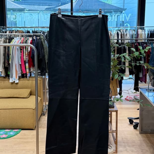 로에베 블랙 램스 레더 팬츠 