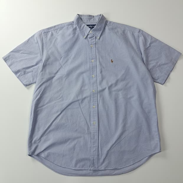 CK868 XL 폴로 90s 블루 마이크로 윈도우페인 반팔 셔츠 남방