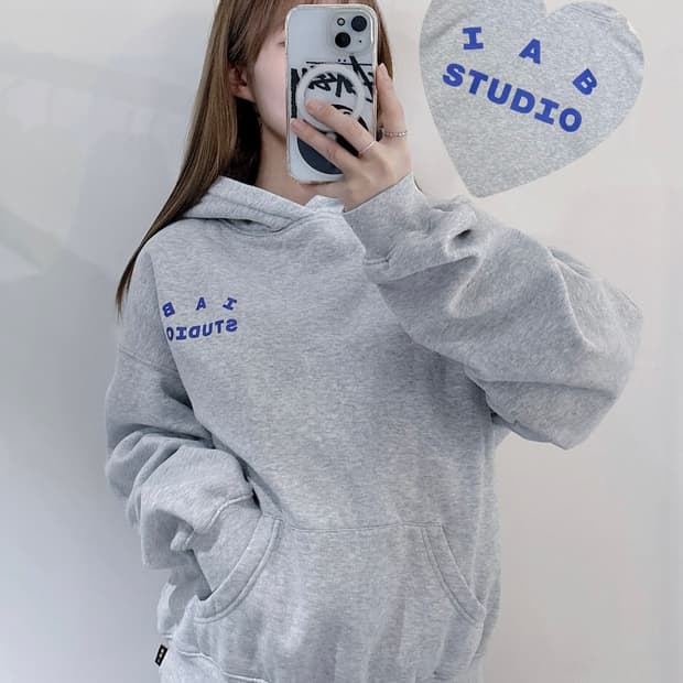 아이앱스튜디오 그레이 빅로고 후드