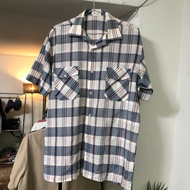Vintage western shirts 투 포켓 체크 셔츠