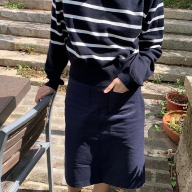 CTD 커넥팅더닷 스트라이프 프렌치 니트 네이비