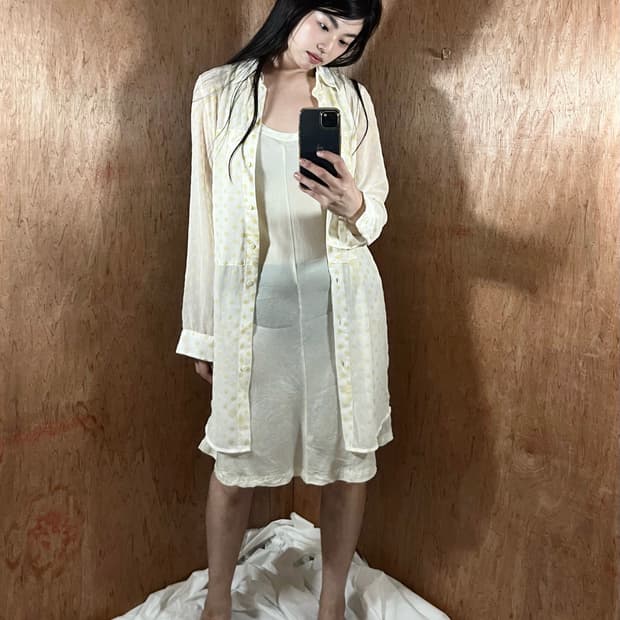 엠엠식스 메종 마틴 마르지엘라 폴카닷 시어 셔츠 원피스