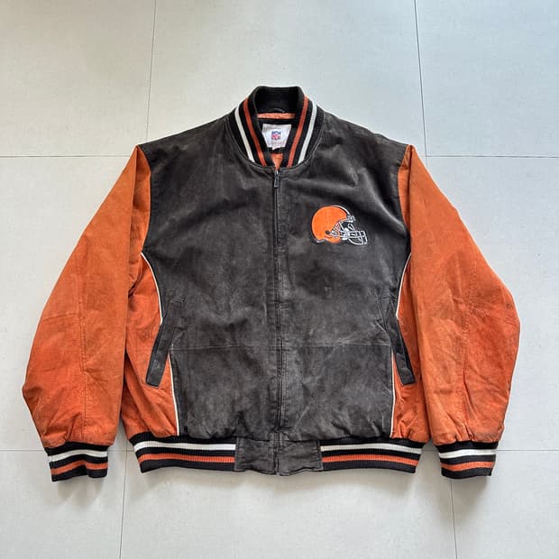 NFL 브라운스 G-III 리얼레더 바시티 자켓 XL