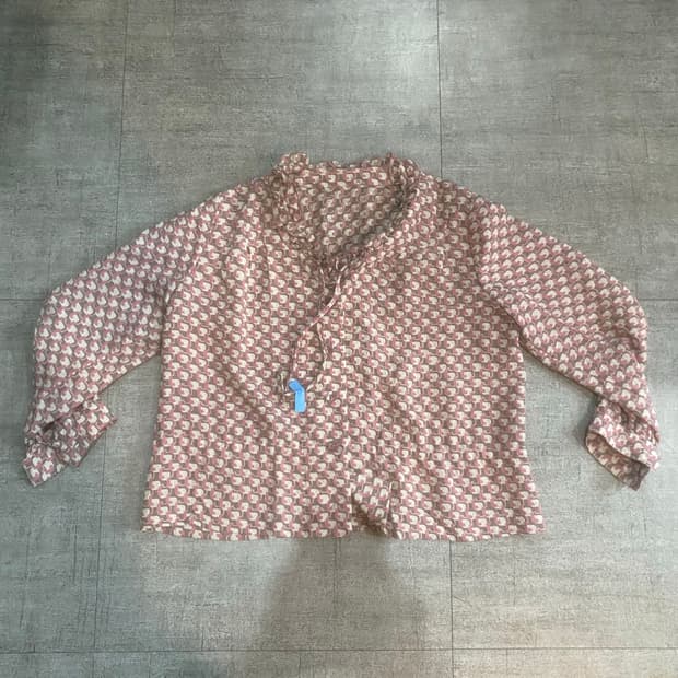 일본빈티지 하구미모리걸 달천깔페어리 잔꽃플라워 타이블라우스