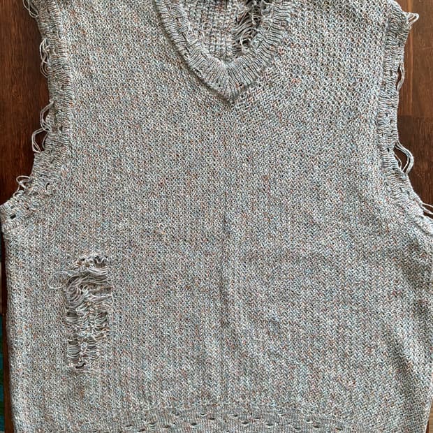 데미지 니트 조끼