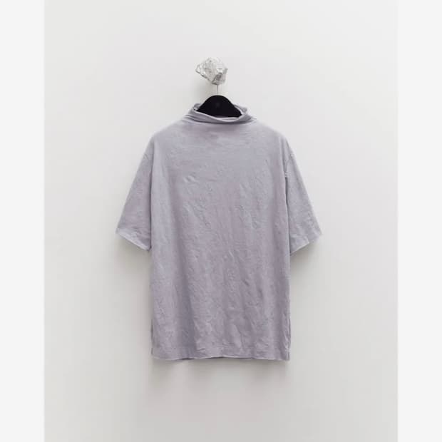 Creased Mock-neck T-shirt - Light grey