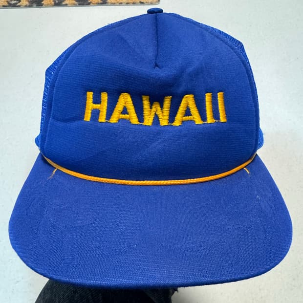 하와이 자수 빈티지 트러커캡 블루 모자 스냅백 볼캡
