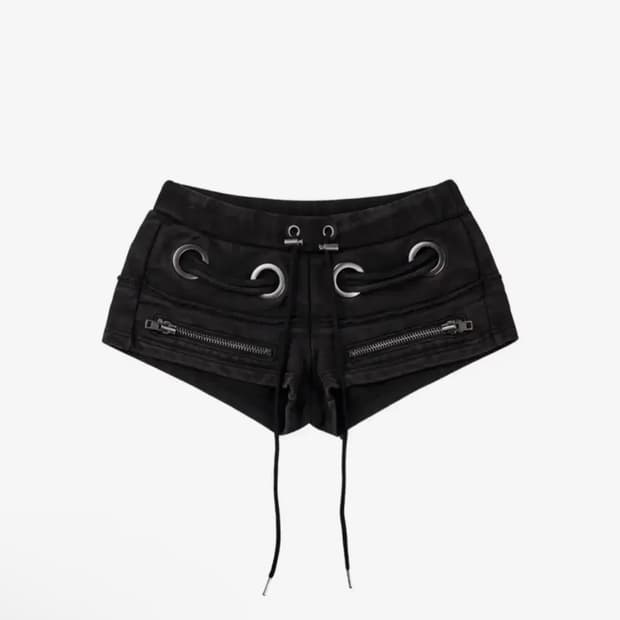 보니앤키예 Eyelet Short Pants (Washed Black)