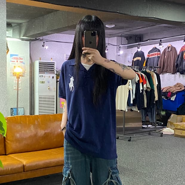 폴로랄프로렌 시그니처 빅포니 넘버3 네이비 카라 pk반팔 B5361