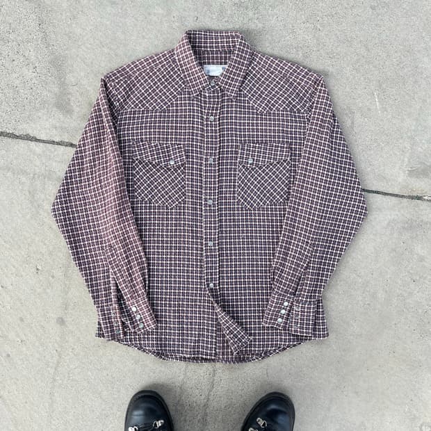 빈티지 유니온 메이드 하운드투스 체크 웨스턴 셔츠