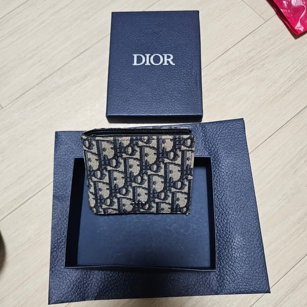 디올 오블리크 자카드 반지갑