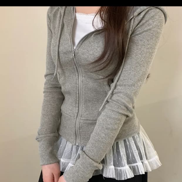 슬림핏 골지 후드집업