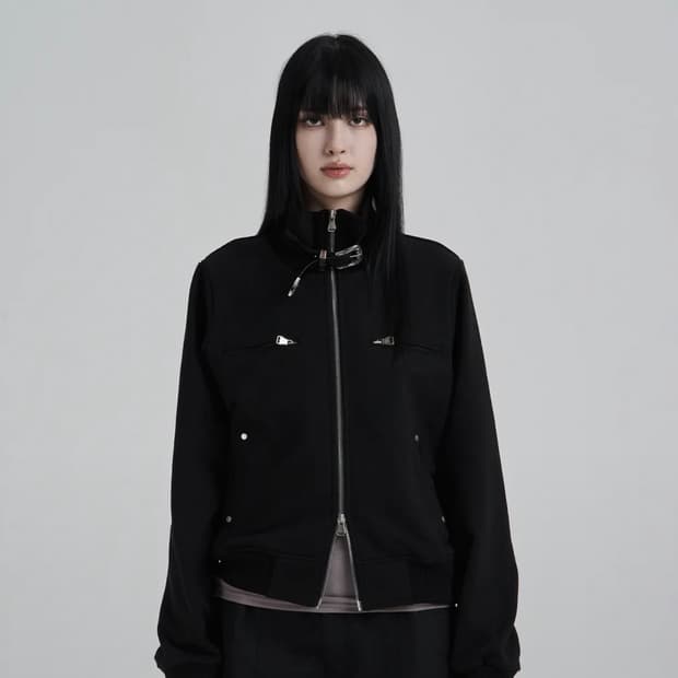 일리오 Black Highneck jersey blouson 블루종 자케