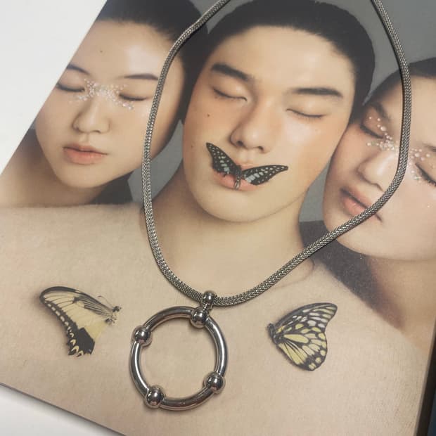 미국 빈티지 실버톤 서클 네크리스 목걸이