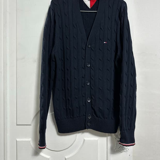 타미힐피거 꽈배기 니트 가디건