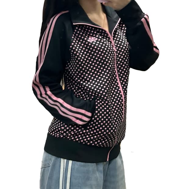 일본아디다스 검핑 블랙핑크 도트 져지 갸루