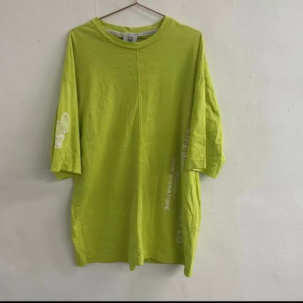 라이프워크 오버핏 라임 불독 레터링 티셔츠 M