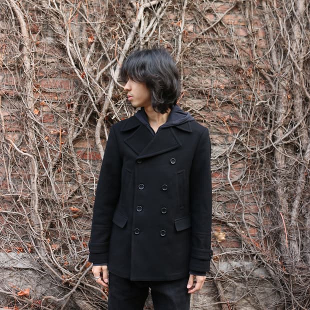 블랙 바렛 블랙 울 피코트 