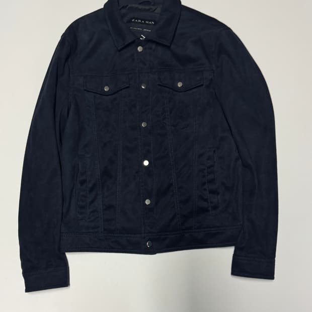 남녀공용 자라 ZaRa 페이크 스웨이드 크롭 자켓 네이비 S