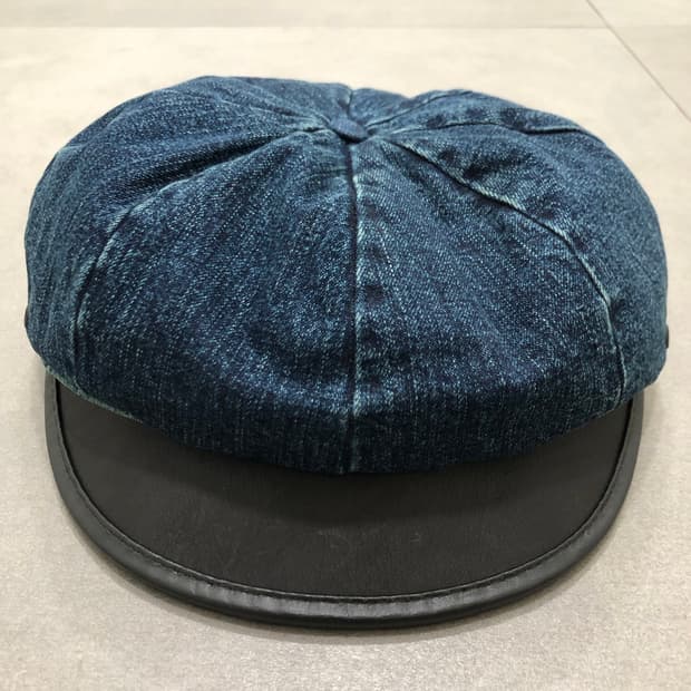 rrl 더블알엘 인디고 레더 가죽 모자 L