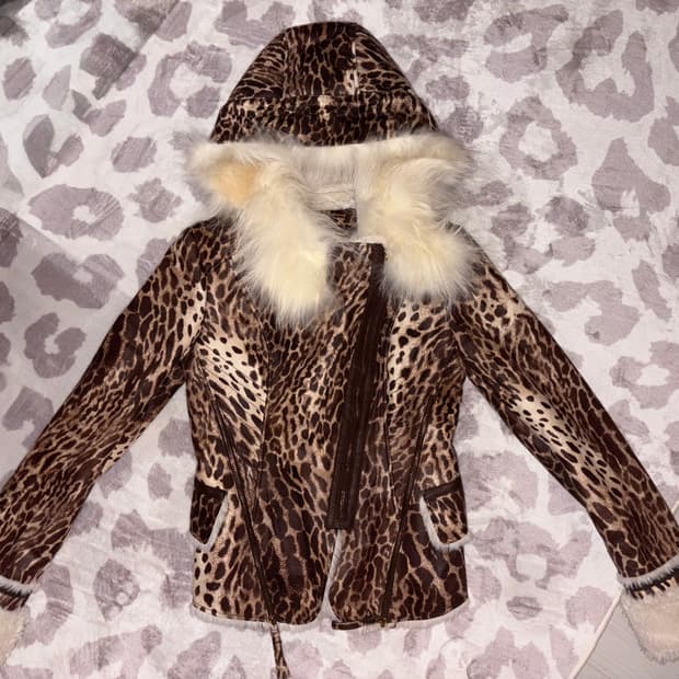 에고이스트 갸루 레오파드 퍼 무스탕