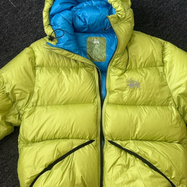 [L] 스투시 패딩 다운 파카 마이크로 립스탑 라임